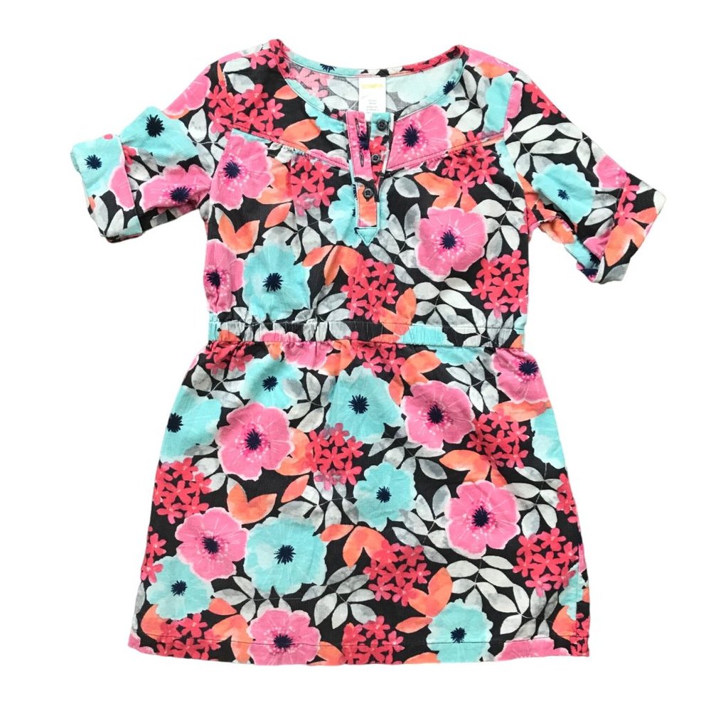 Gymboree Floral Corduroy Dress 100% Cotton Lightweight Girls Size 6 Multicolored